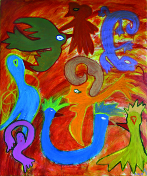 304 Dierenrijk, 2001 120 x 100, acryl, 750,-