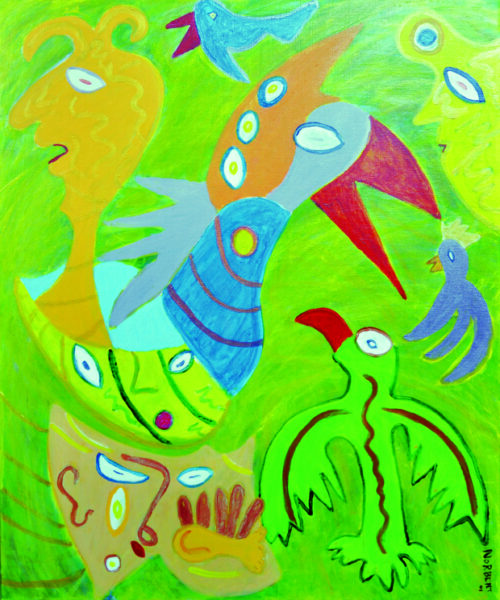 328 De verdwaalde phoenix, 2001, 120 x 100, acryl