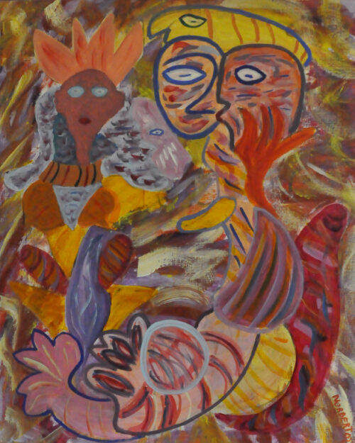 355 Vrouw met minnaars 2, 2002, 100 x 80, acryl