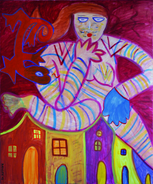 373 Zwevende vrouw 2, 2003, 120 x 100, acryl