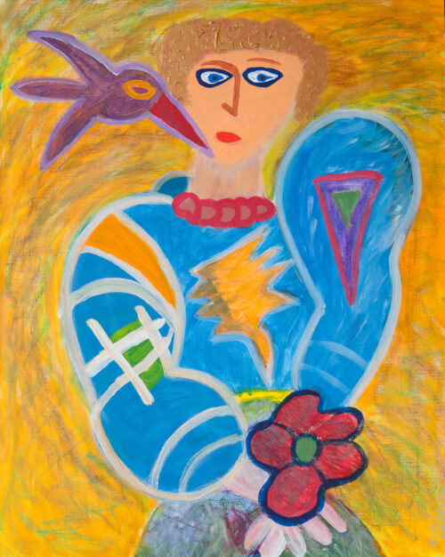 235 Vrouw met Bloem, 2000, 80 x 100 cm, acryl