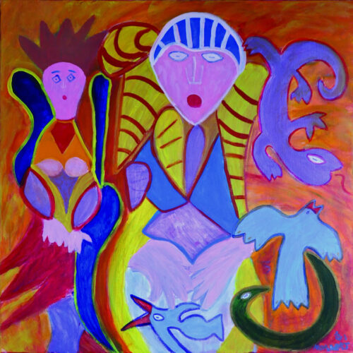 308 Twee Vrouwen, 2001, 100 x 100 cm, acryl, 650,-