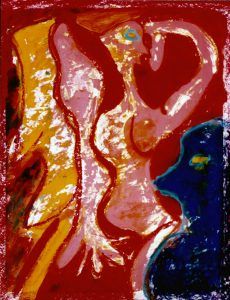 110 Zittend Naakt 1, 1997, 63 x 73, mixed, gemengd