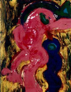 123 Vrouw met Vogels 1, 1997, 83 x 73, gemengd