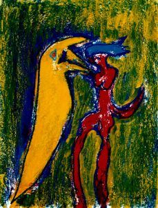 142 Figuren Rood en Geel, 1997, 83 x 63, gemengd