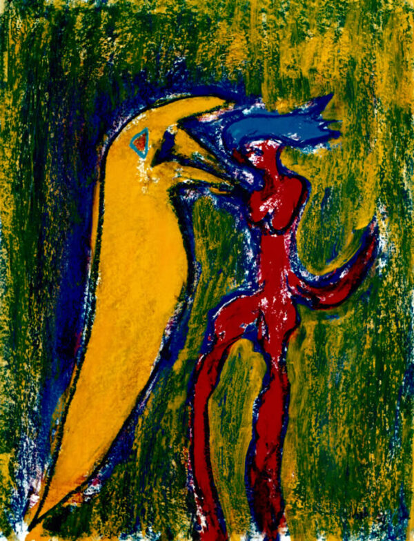 142 Figuren Rood en Geel, 1997, 83 x 63, gemengd