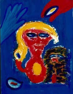 143 Vrouw met Vogels 2, 1997, 83 x 63 mixed