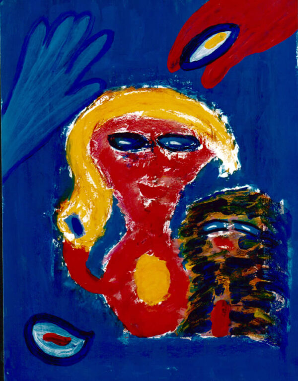 143 Vrouw met Vogels 2, 1997, 83 x 63 mixed