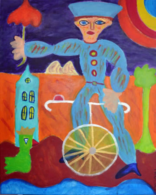 409 Fietser op het platteland, 2010 100 x 80 acryl, 550,-