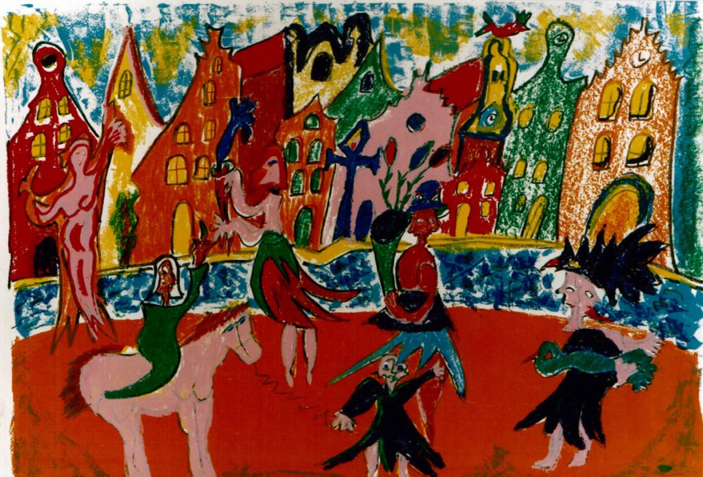 82 De Dragers, 1996, 63 x 83, zeefdruk