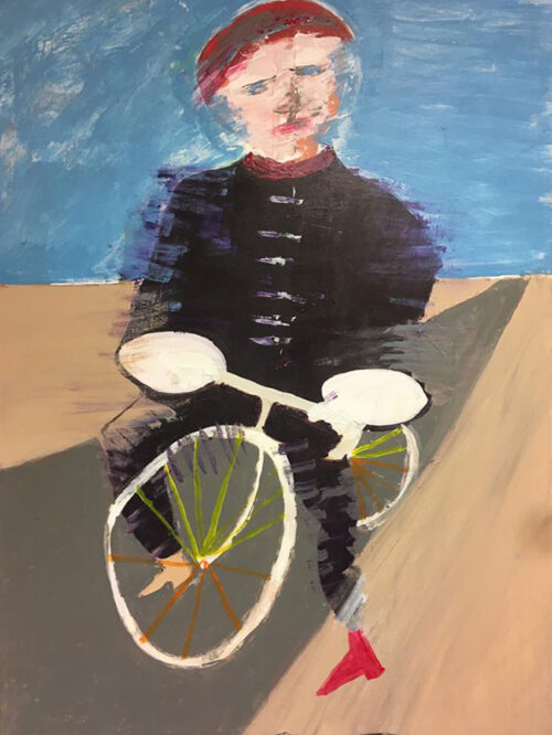 De eenzame fietser 2022, 120 x100, acryl in consignatie