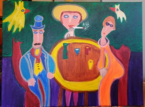 Nr. 445 De Ronde Tafel 60cm X 80cm Acryl op linnen - 2024 SOLD