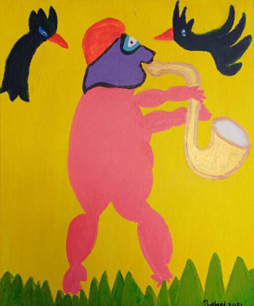 Nr. 447 Spelen op Trompet 60cm x 50 cm Acryl - 2021