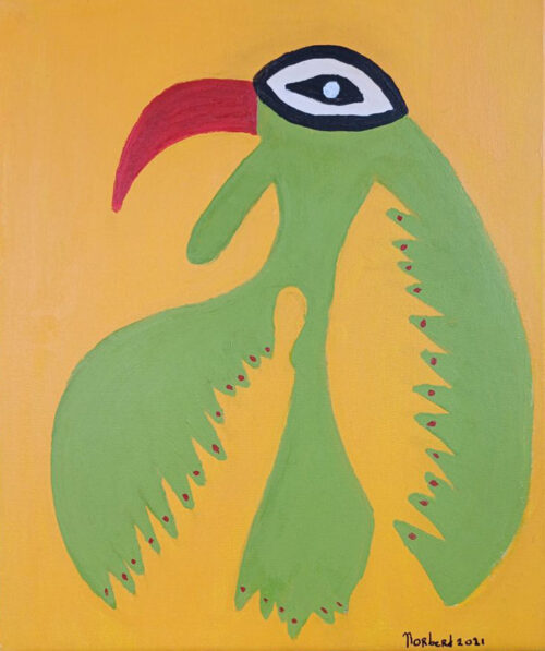 Nr. 448 Paradijs Vogel 60 cm x 50 cm Acryl 2021 SOLD
