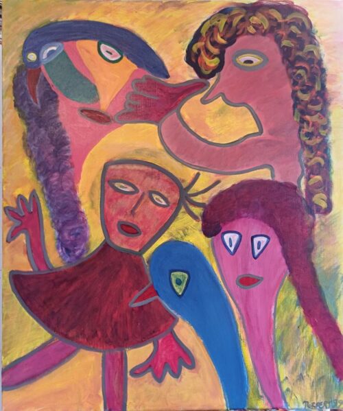168 Blauwe Vogels 1999 120x100cm olie-acryl