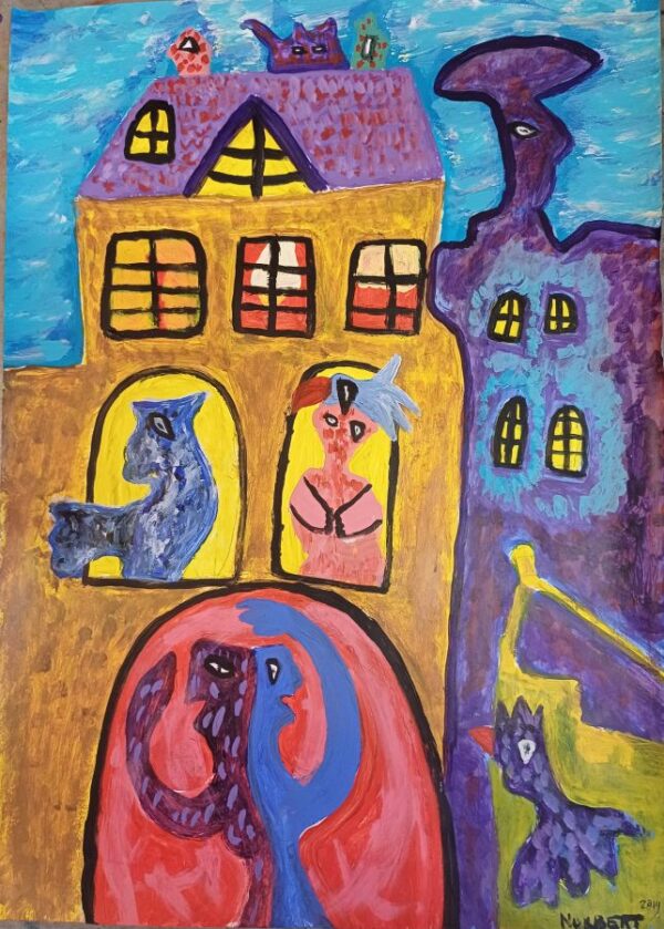 480 Stad bij Avond 2019 50x70cm