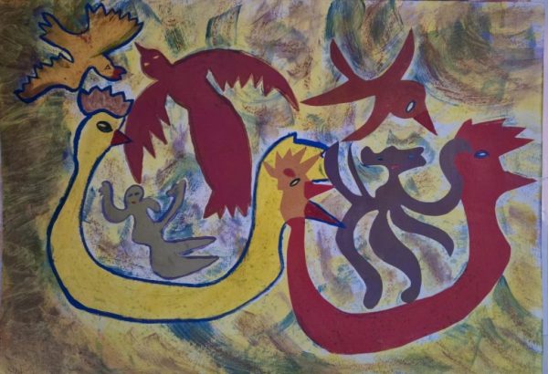 499 Millenium Fauna 106 2000 70x100cm mixed media