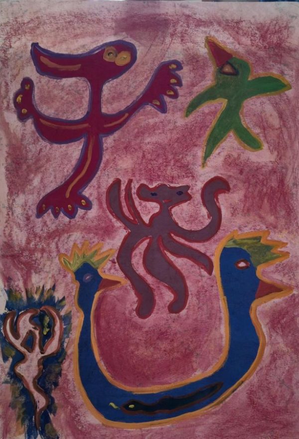 501. Millenium Fauna 108 2000 70x100cm mixed media