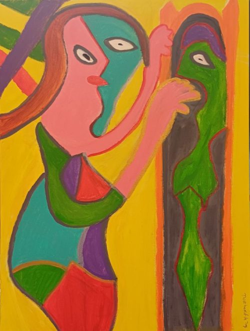 503 Meisje voor Spiegel 2025 60x80cm acryl