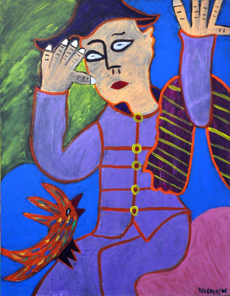 Harlekijn met vogel (393), 2006 – ingelijst